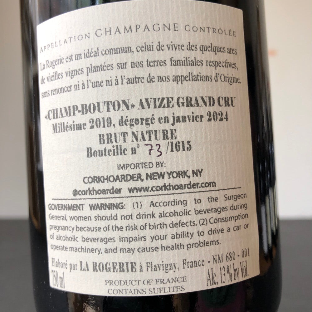 2019 La Rogerie, Champ Bouton Grand Cru, Avize Blanc de Blancs