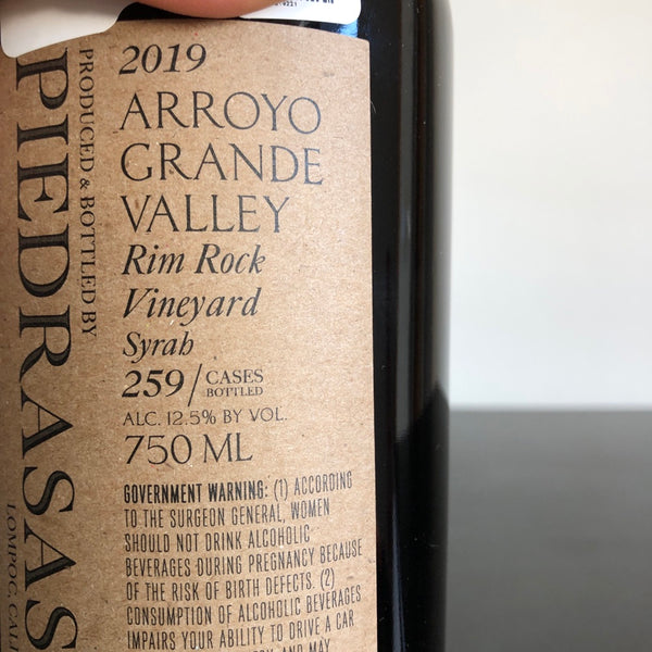 2017 Piedrasassi Rimrock Syrah, Arroyo Grande Valley, USA