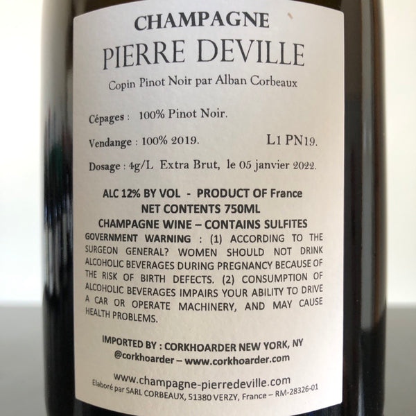 2019 Pierre Deville 'Copin' Blanc des Noirs Grand Cru Extra Brut, Champagne, France
