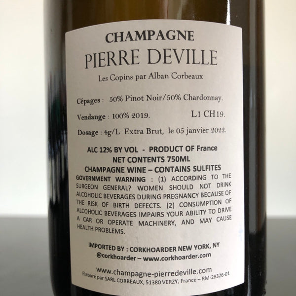2019 Pierre Deville ' Les Copins Extra Brut' Grand Cru Extra Brut, Champagne, France