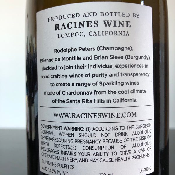 2019 Racines Grand Reserve Sparkling Chardonnay, Sta Rita Hills, USA