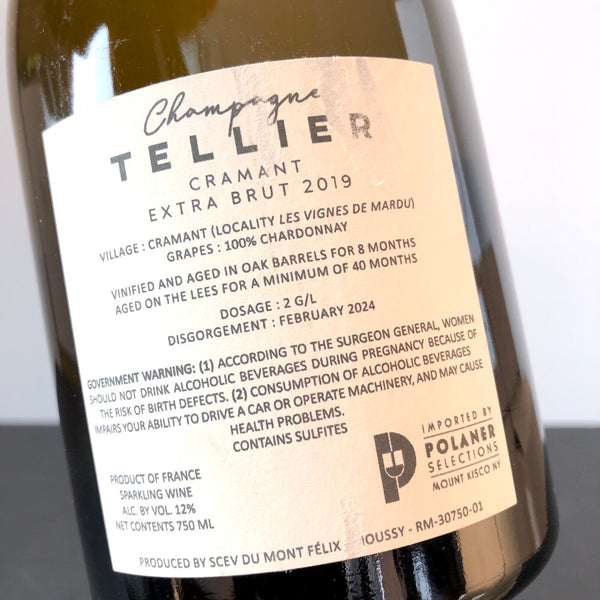 2019 Tellier 'Cramant' Grand Cru Blanc de Blancs Extra Brut Millesime Champagne, France