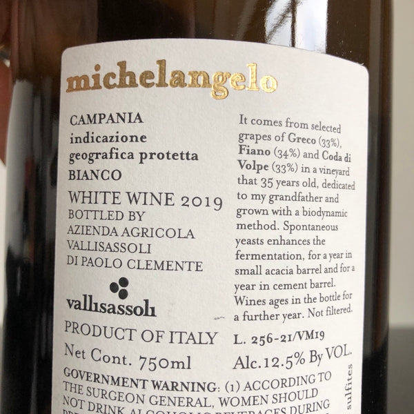 2019 Vallisassoli Michelangelo Campania IGP Bianco 1.5L Magnum