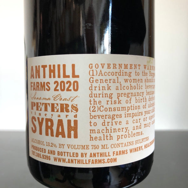 2020 Anthill Farms Peters Vineyard Syrah, Sonoma Coast, USA