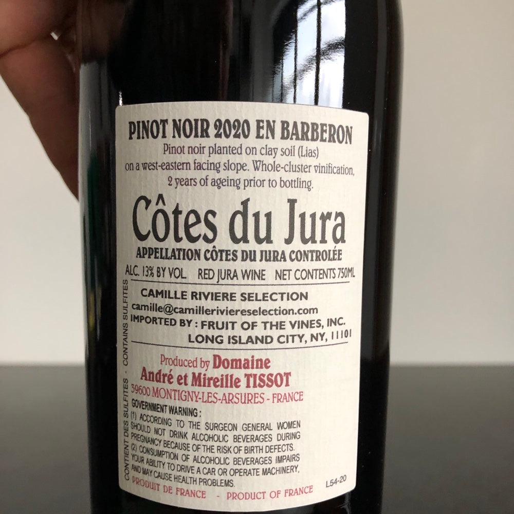 2020 Benedicte Stephane Tissot Cotes du Jura Pinot Noir En