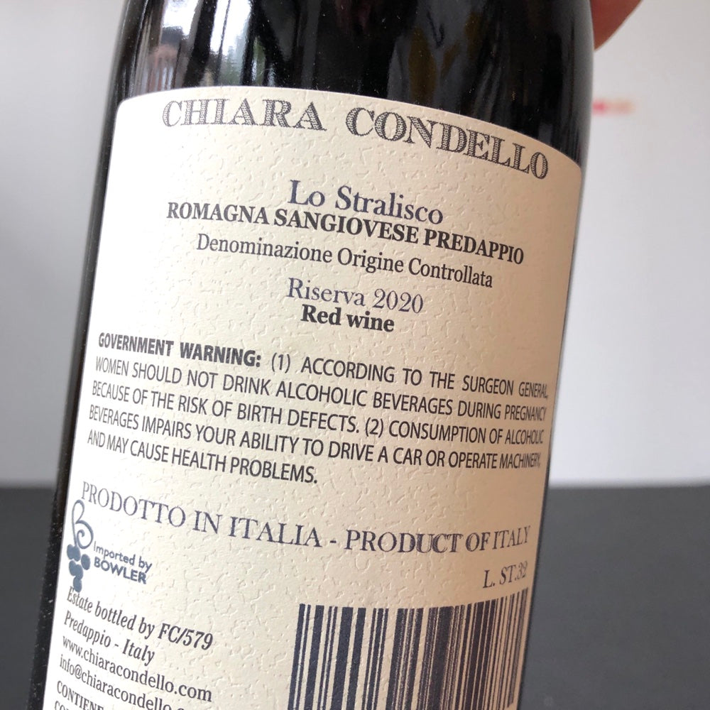 2020 Chiara Condello 'Lo Stralisco' Romagna Sangiovese Predappio Riserva