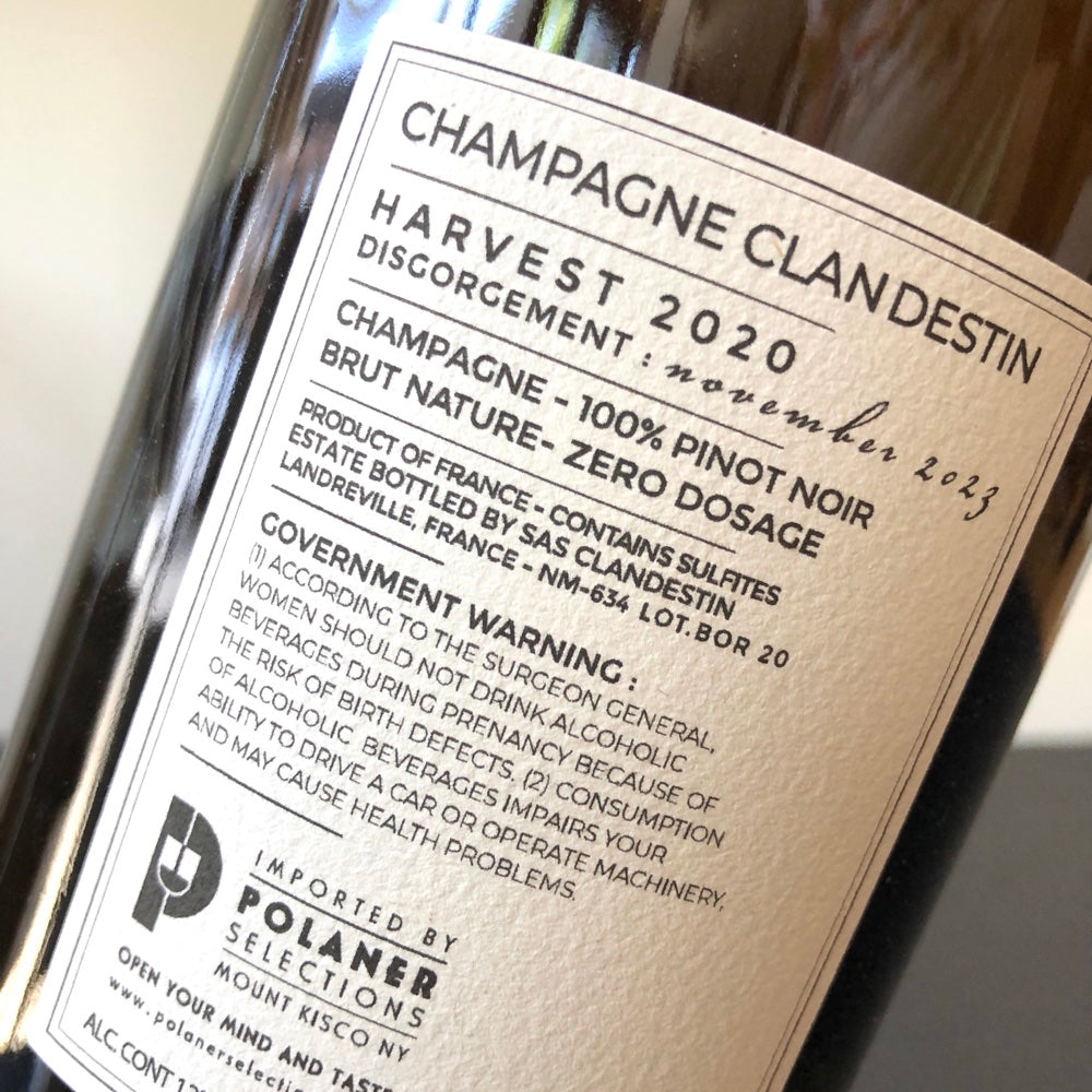 2020 Clandestin Boreal Blanc De Noir Brut Nature, Champagne, France