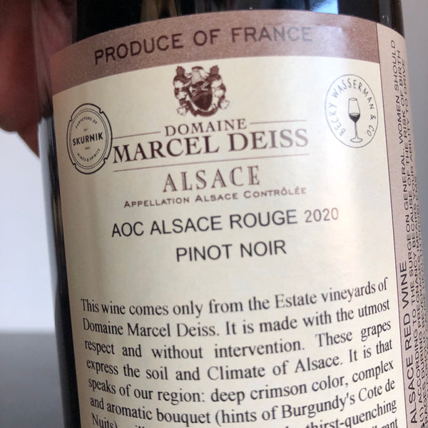 2020 Domaine Marcel Deiss Rouge (Pinot Noir) Alsace, Franc