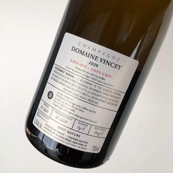 2020 Domaine Vincey, Lieu-Dit Coin Gris Chardonnay D'Oger Grand Cru Champagne, France