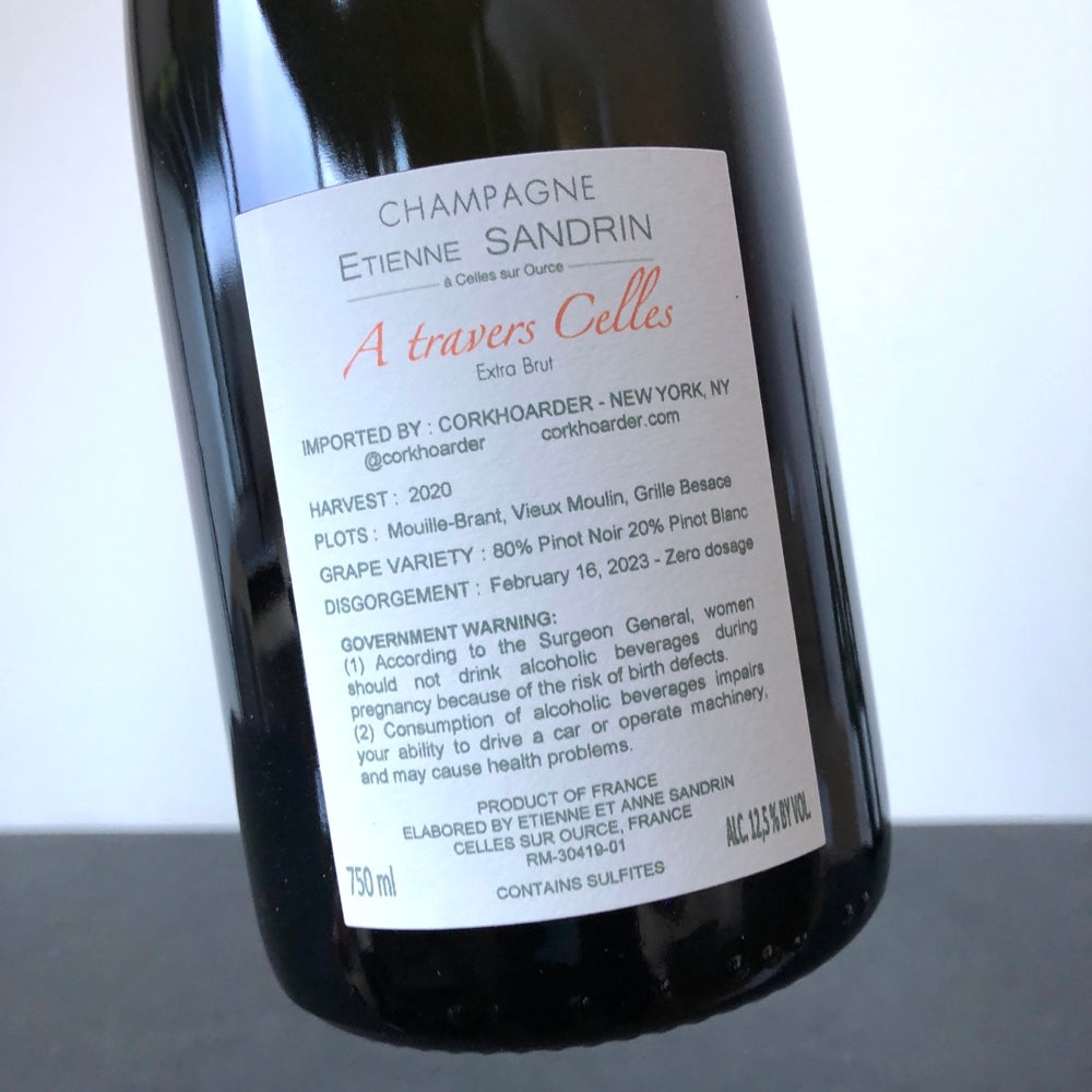 2020 Etienne Sandrin A Travers Celles Extra Brut, Champagne, France