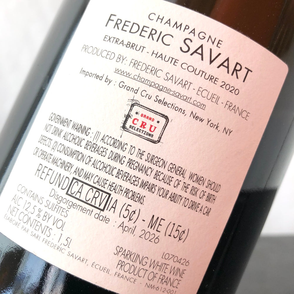 2020 Frederic Savart 'Haute Couture' Le Mesnil sur Oger Grand Cru Extra-Brut, Champagne, France 1.5L (Magnum)