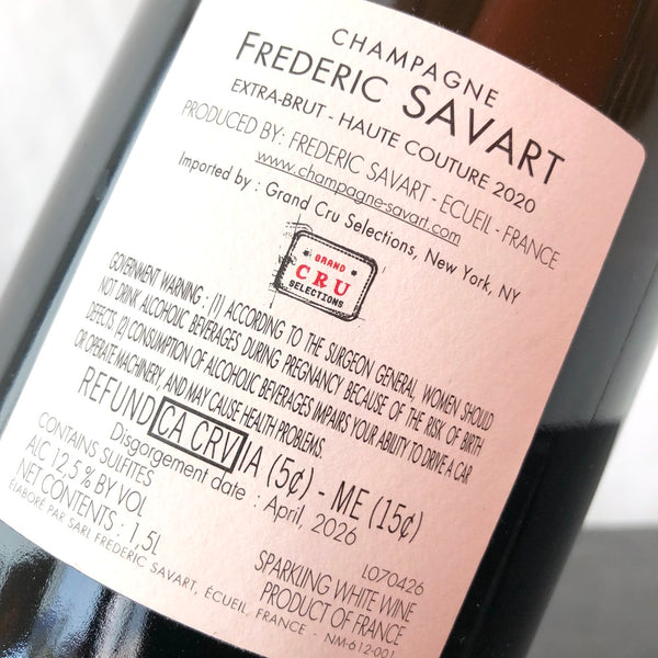 2020 Frederic Savart 'Haute Couture' Le Mesnil sur Oger Grand Cru Extra-Brut, Champagne, France 1.5L (Magnum)
