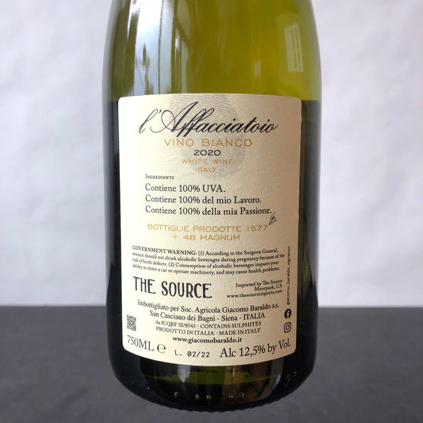 2020 Giacomo Baraldo 'l'Affacciatoio' Vino Bianco Tuscany, Italy