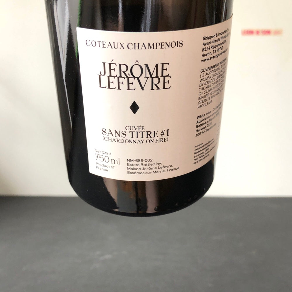 2020 Jerome Lefevre Coteaux Champenois 'Sans Titre 1' Chardonnay on fire, Champagne, France