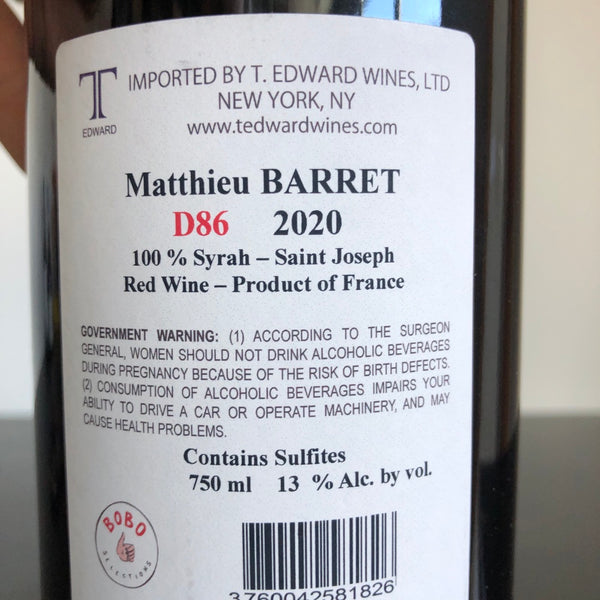 2020 Matthieu Barret Domaine du Coulet Saint-Joseph D86, Rhone, France