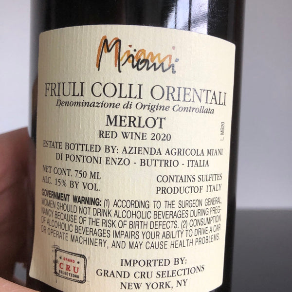 2020 Miani 'Filip' Colli Orientali del Friuli Merlot, Friuli-Venezia Giulia, Italy