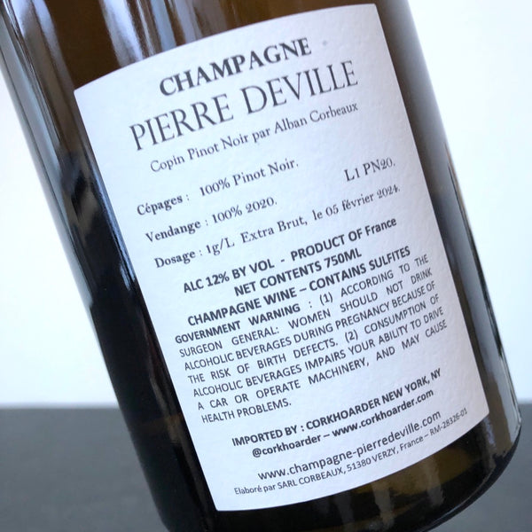 2020 Pierre Deville 'Copin' Blanc des Noirs Grand Cru Extra Brut, Champagne, France