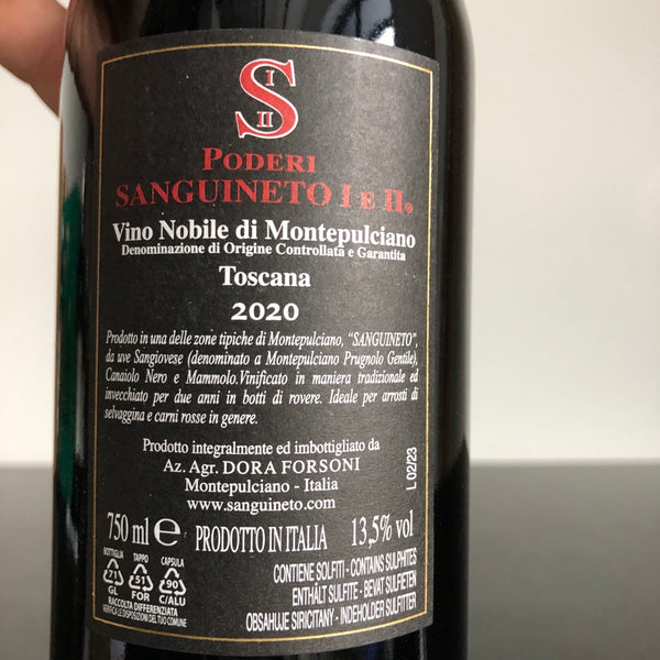 2020 Poderi Sanguineto I & II Vino Nobile di Montepulciano DOCG, Tuscany, Italy