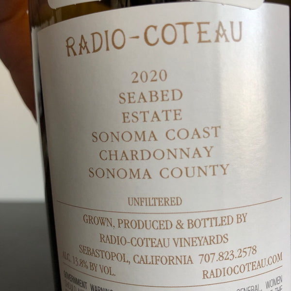 2020 Radio-Coteau Chardonnay Sea Bed, Sonoma Coast, California USA