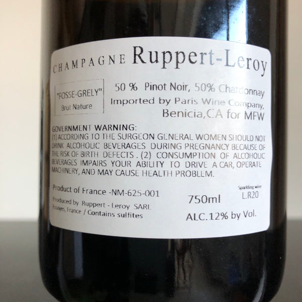2020 Ruppert-Leroy, Fosse-Grely Brut Nature Champagne, France
