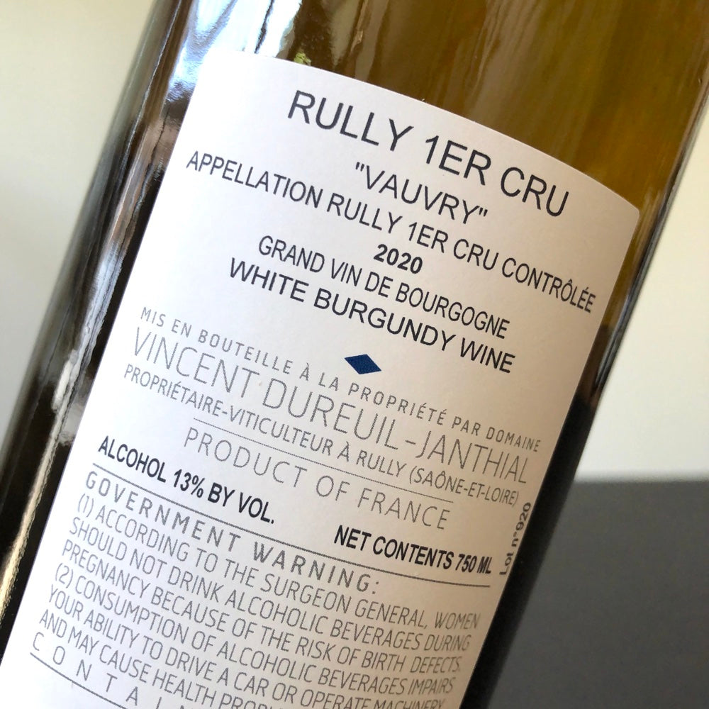 2020 Vincent Dureuil-Janthial Vauvry Blanc, Rully Premier Cru, France