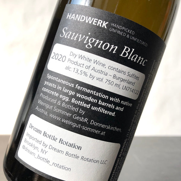 2020 Weingut Sommer 'Handwerk' Sauvignon Blanc, Burgenland, Austria