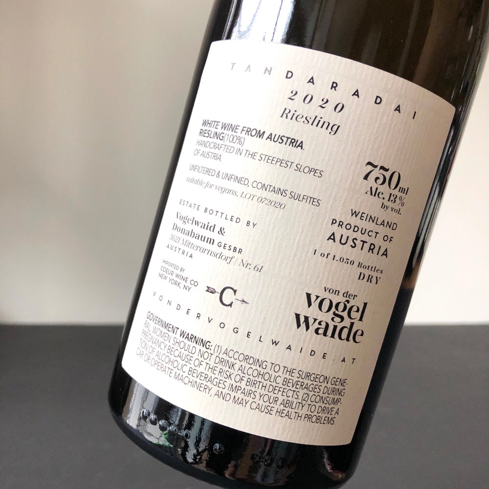 2020 von der Vogelwaide Weinland Riesling 'Tandaradai', Wachau, Austria