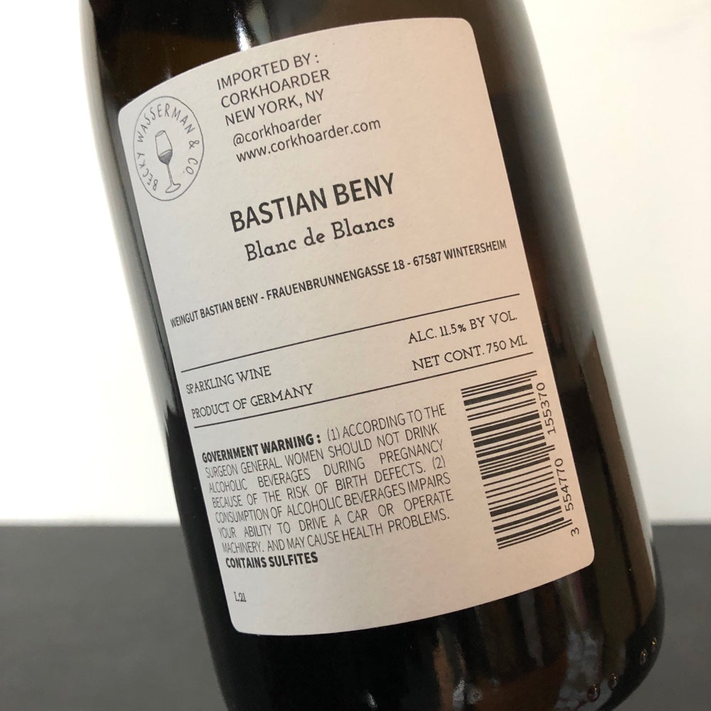 2021 Bastian Beny Blanc de Blancs Brut Nature, Rheinhessen, Germany