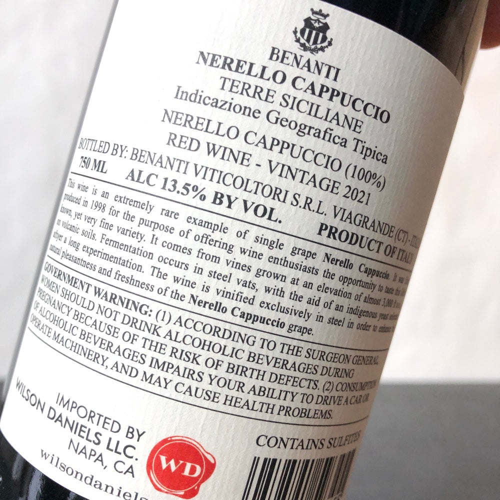 2021 Benanti Nerello Cappuccio Terre Siciliane IGT Sicily, Italy
