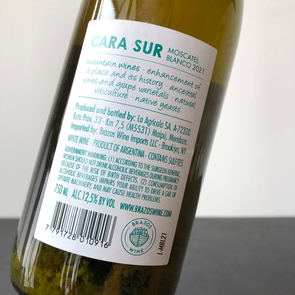 2021 Cara Sur, Moscatel Blanco, Paraje Hilario, Argentina