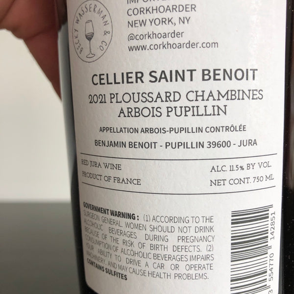2021 Cellier Saint Benoit  'Chambines' Ploussard, Jura, France