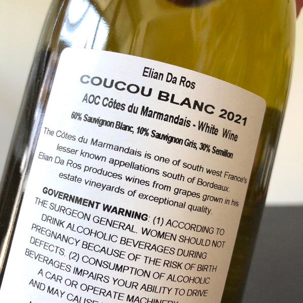 2021 Domaine Elian Da Ros Coucou Blanc, Sud Ouest, Vin de France