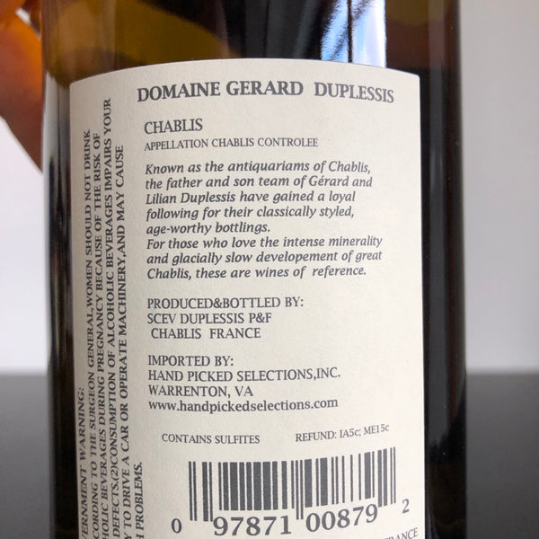 2021 Domaine Gerard Duplessis Chablis Burgundy, France