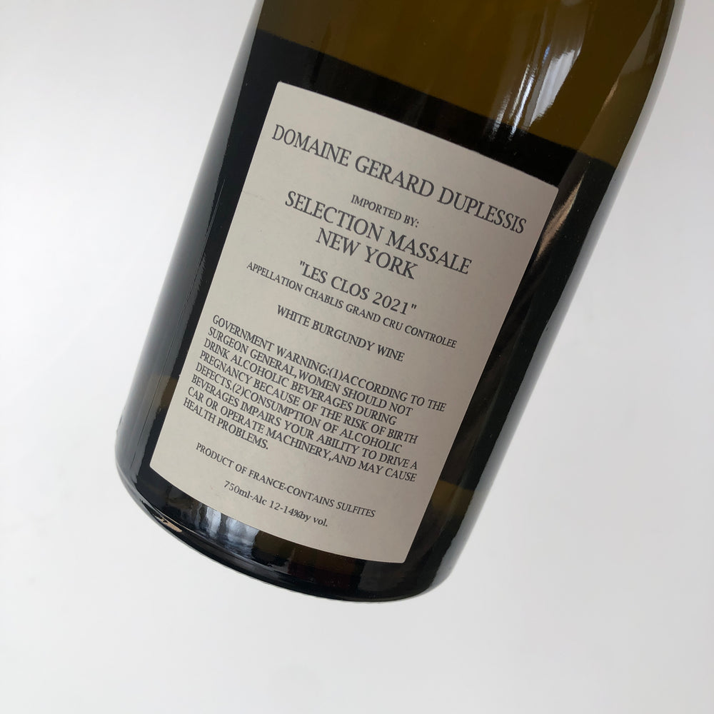 2021 Domaine Gerard Duplessis Les Clos Chablis Grand Cru, France