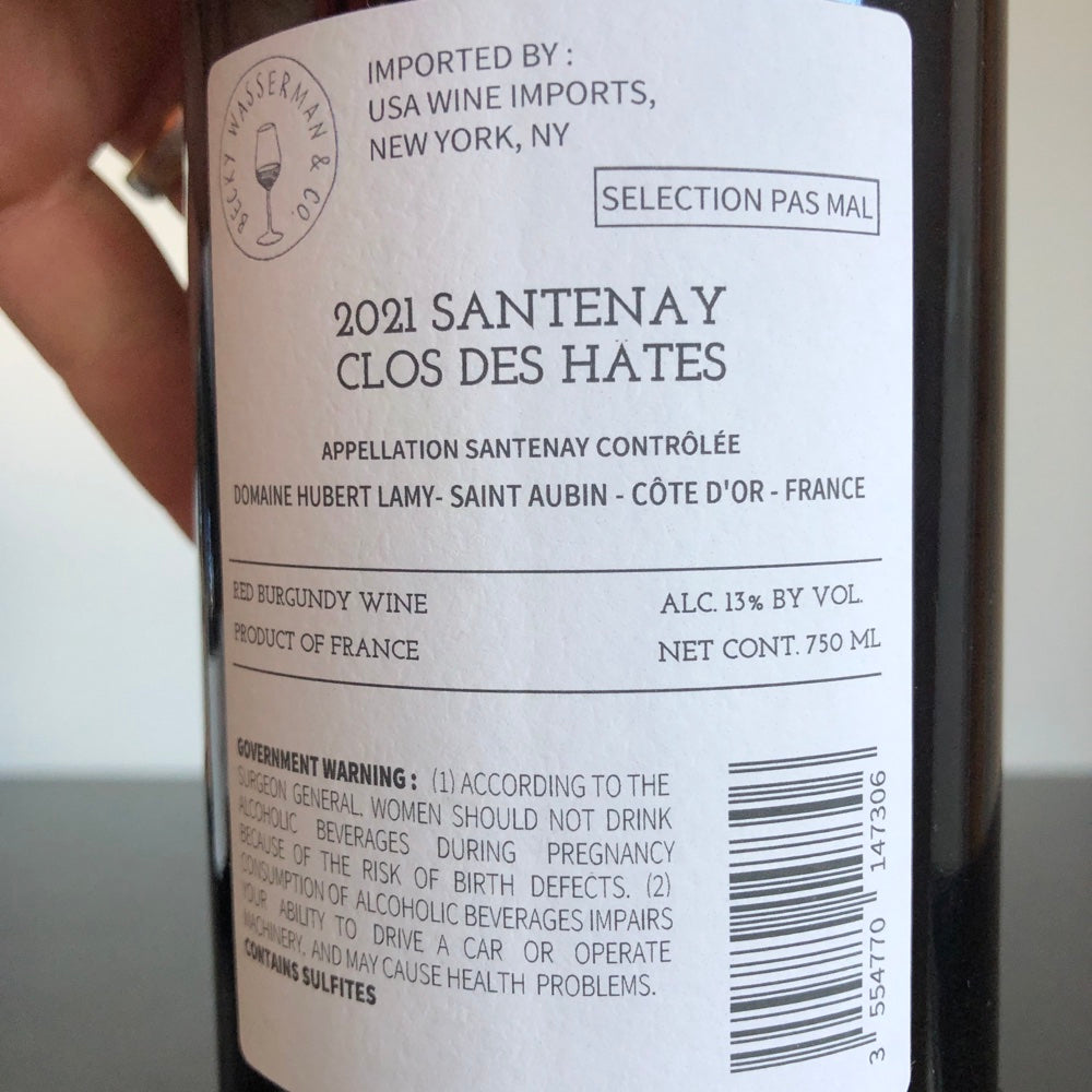 2021 Domaine Hubert Lamy Santenay Clos des Hates, Cote de