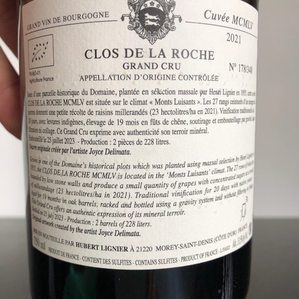 2021 Domaine Hubert Lignier Clos de la Roche Grand Cru MCMLV, Cote