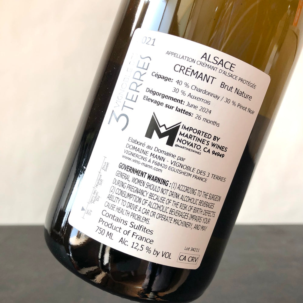 2021 Domaine Mann - Vignoble des 3 Terres Cremant d'Alsace Brut Nature France