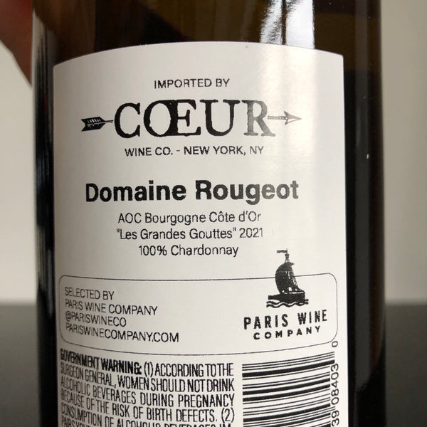 2021 Domaine Rougeot Bourgogne Cote d'Or Les Grandes Gouttes Blanc, Burgundy, France