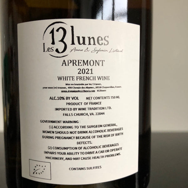 2022 Domaine des 13 Lunes Vin de Savoie Apremont, France