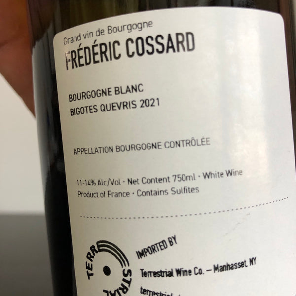 2021 Frederic Cossard Bourgogne Blanc 'Bigotes Quevris', Burgundy, France