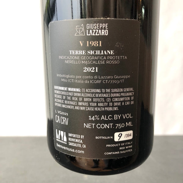 2021 Giuseppe Lazzaro V-1981 Terre Siciliane IGT Sicily, Italy
