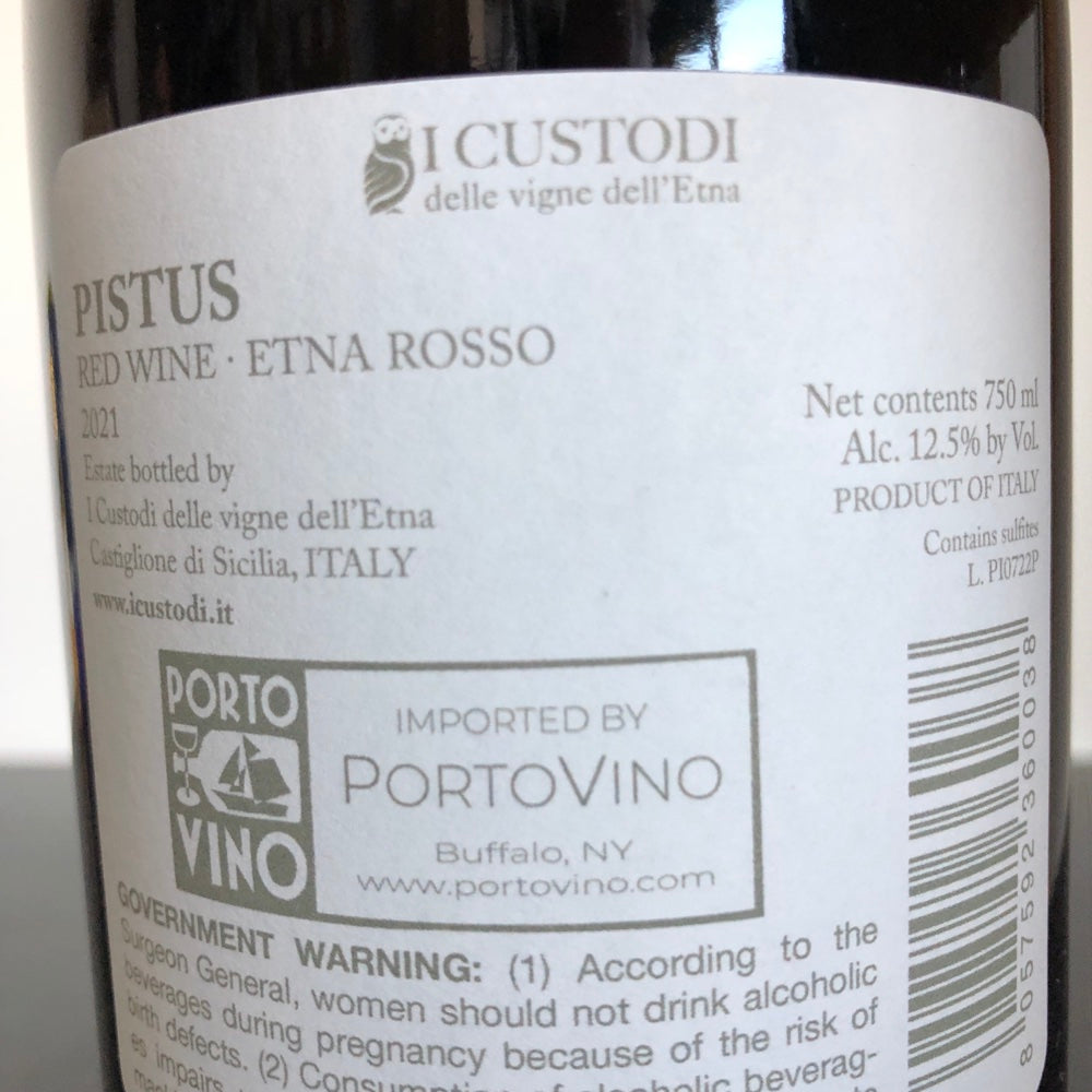 2021 I Custodi, Etna Rosso 'Pistus', Sicily, Italy