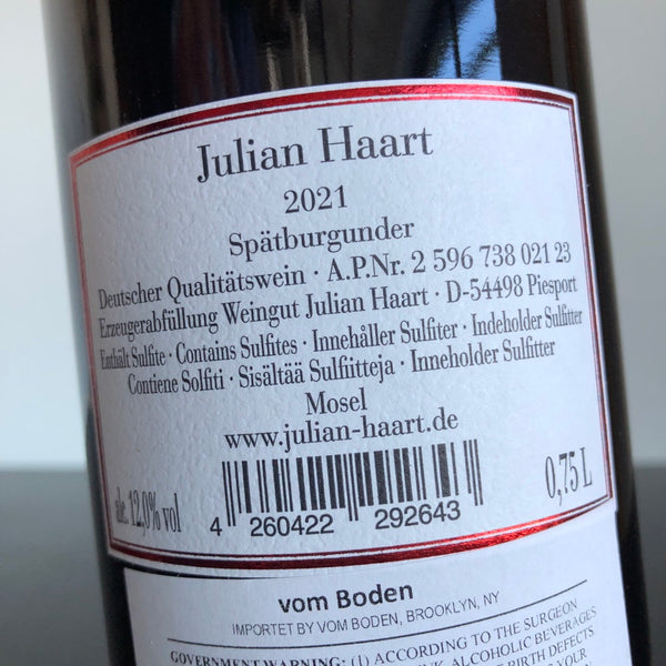 2021 Julian Haart Pinot Noir, Mosel, Germany
