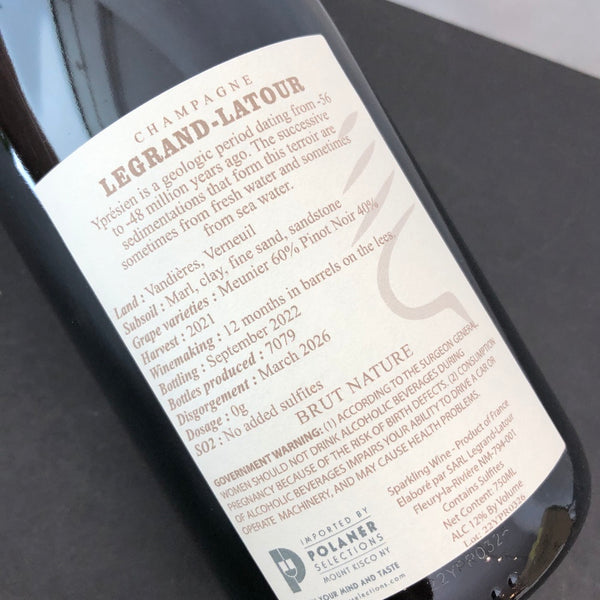 2021 Legrand Latour Ypresien Brut Nature, Champagne, France