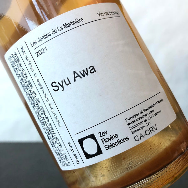 2021 Les Jardins de La Martiniere 'Syu Awa' Sparkling Rose, Loire, Vin de France
