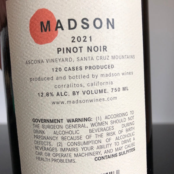 2021 Madson Ascona Pinot Noir, Santa Cruz, USA