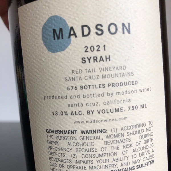 2021 Madson Redtail Syrah, Santa Cruz, USA