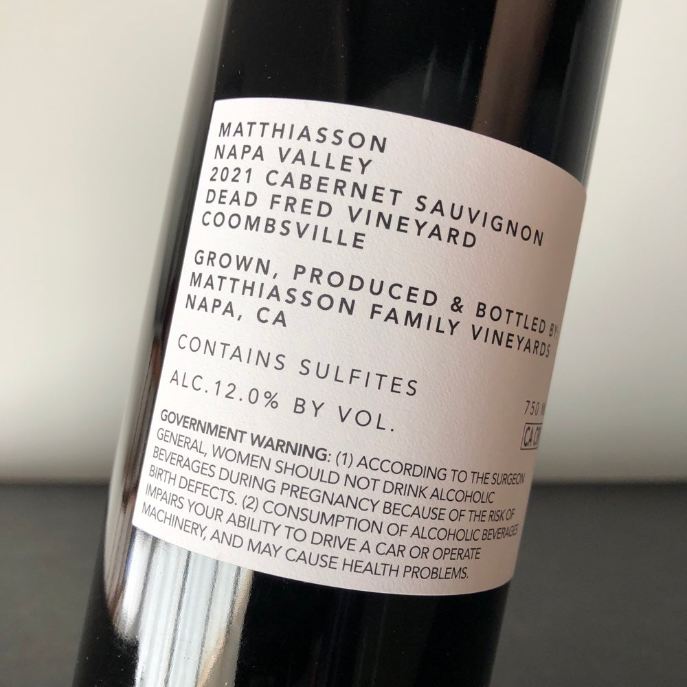 2021 Matthiasson Dead Fred Vineyard Cabernet Sauvignon, Coombsville, USA