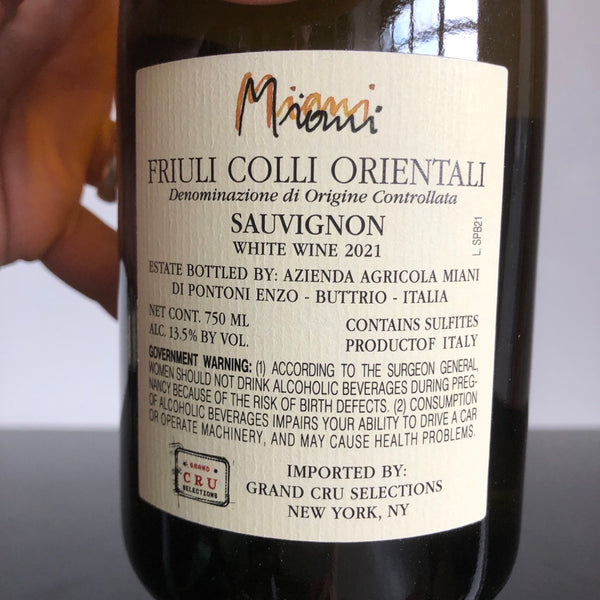 2021 Miani Zitelle Cava Sauvignon Blanc Colli Orientali del Friuli, Friuli-Venezia Giulia, Italy