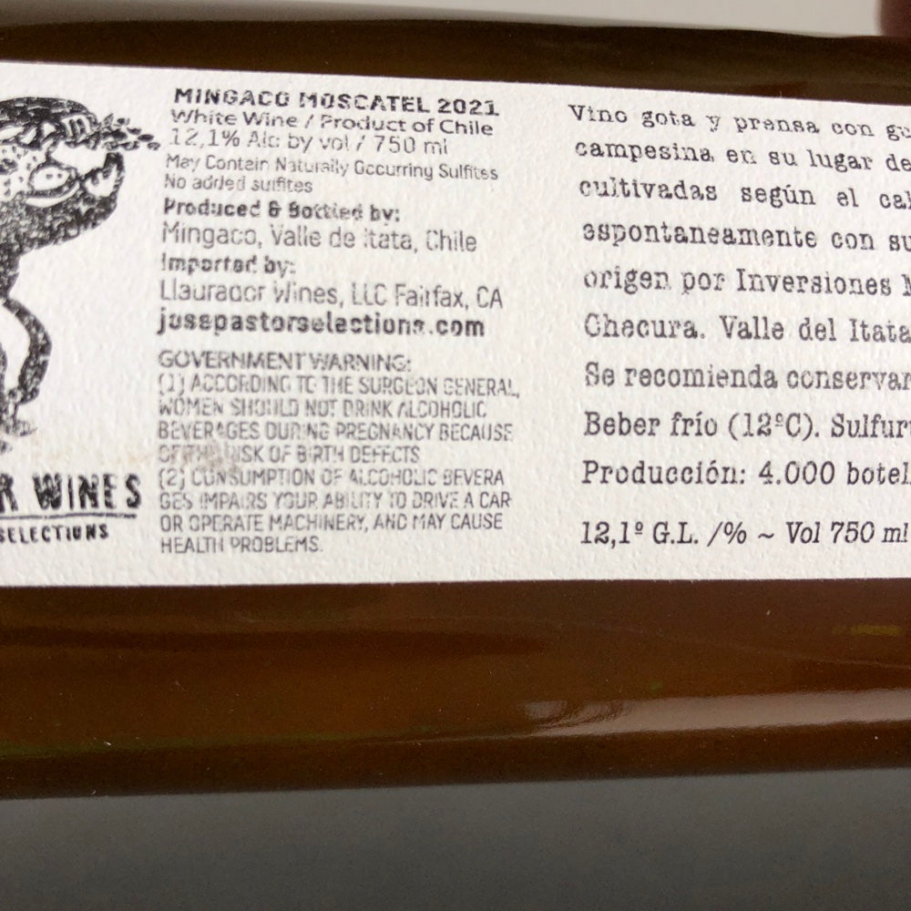 2021 Mingaco Fermentacion Pipena Muscat of Alexandria, Secano Interior Valle del Itata, Chile